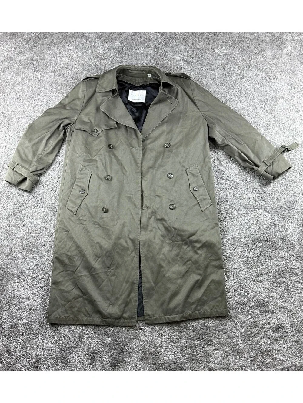 THAMES London Fog Trench Coat 40 Reg Olive Green Belted Removable Liner